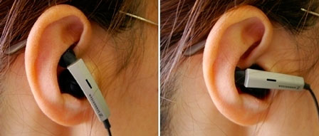 Twist-to-Fit наушники Sennheiser MX 90 VC Style установлены в ухо