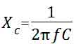 формула для расчета емкостного сопротивления конденсатора