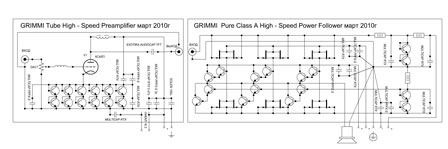 Основополагающая схема двухблочного гибридного усилителя Grimmi